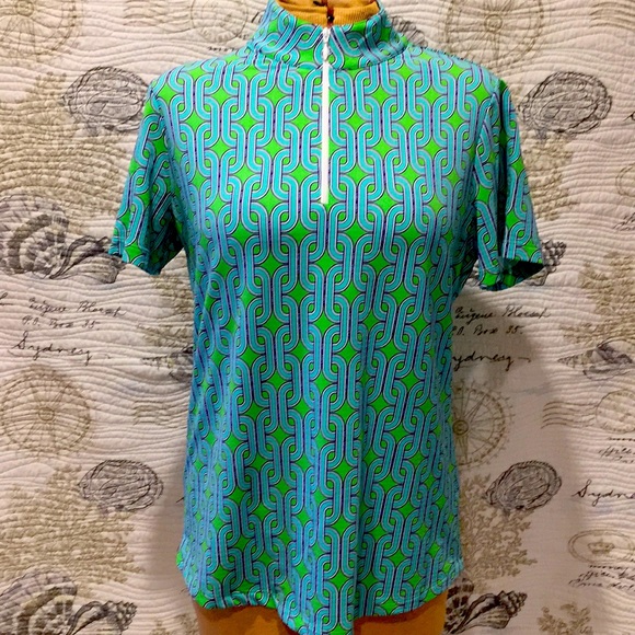 ibkul Tops - IBKUL Mock Neck Half zip Golf Shirt